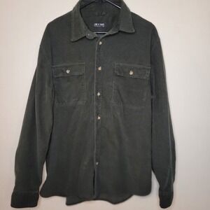 Line Of Trade Dark Green Corduroy Shirt Men XL Double Elbow Heavy Shacket Work